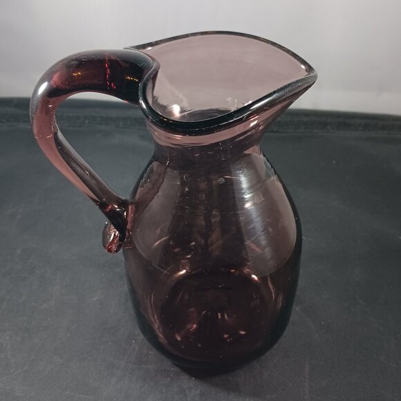 Vintage Amethyst Blown Glass Creamer Small Pitcher - Picture 1 of 10